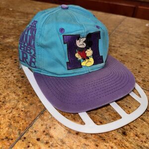 Vintage Disney Mickey Mouse Unlimited cap Teal Purple 'bigger they are' - BN